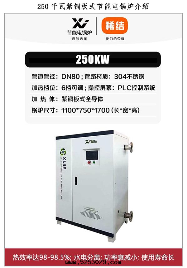 250kw紫铜(tóng)闆式電(diàn)鍋(guō)炉